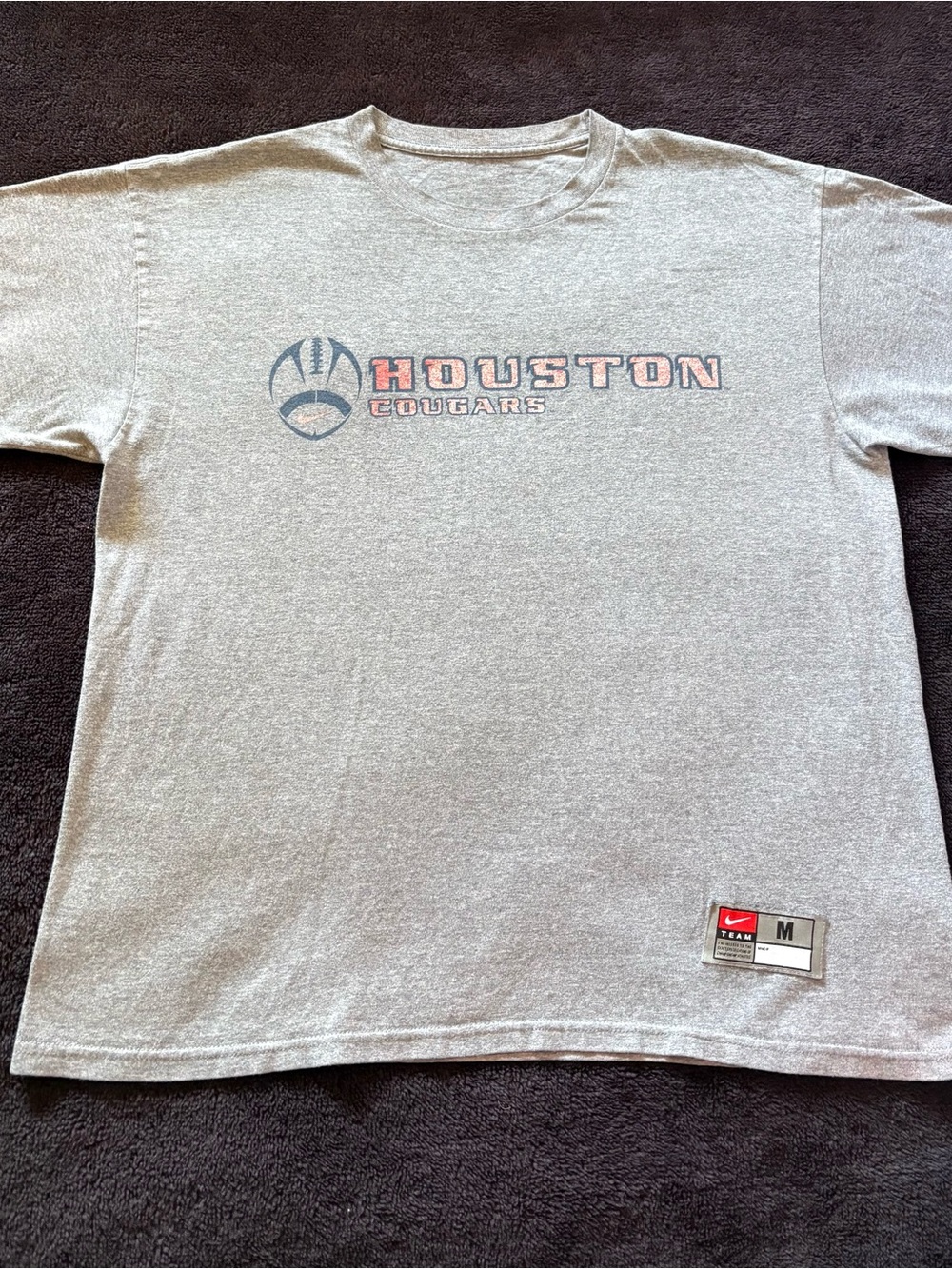 Houston Cougars x Nike Team front and back logos gray tee Med